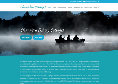 Screenshot of completed eCommerce website for Clonandra Fishing Cottages