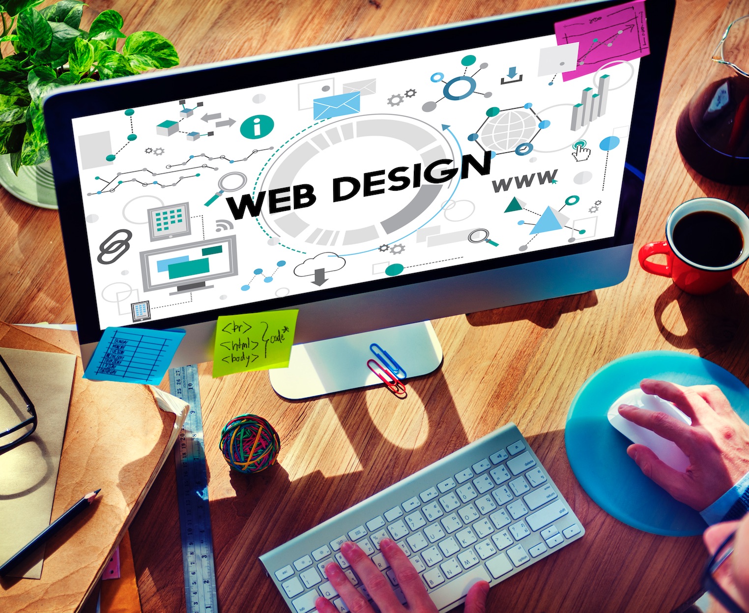 business website design Web designer working on website design, improving business website